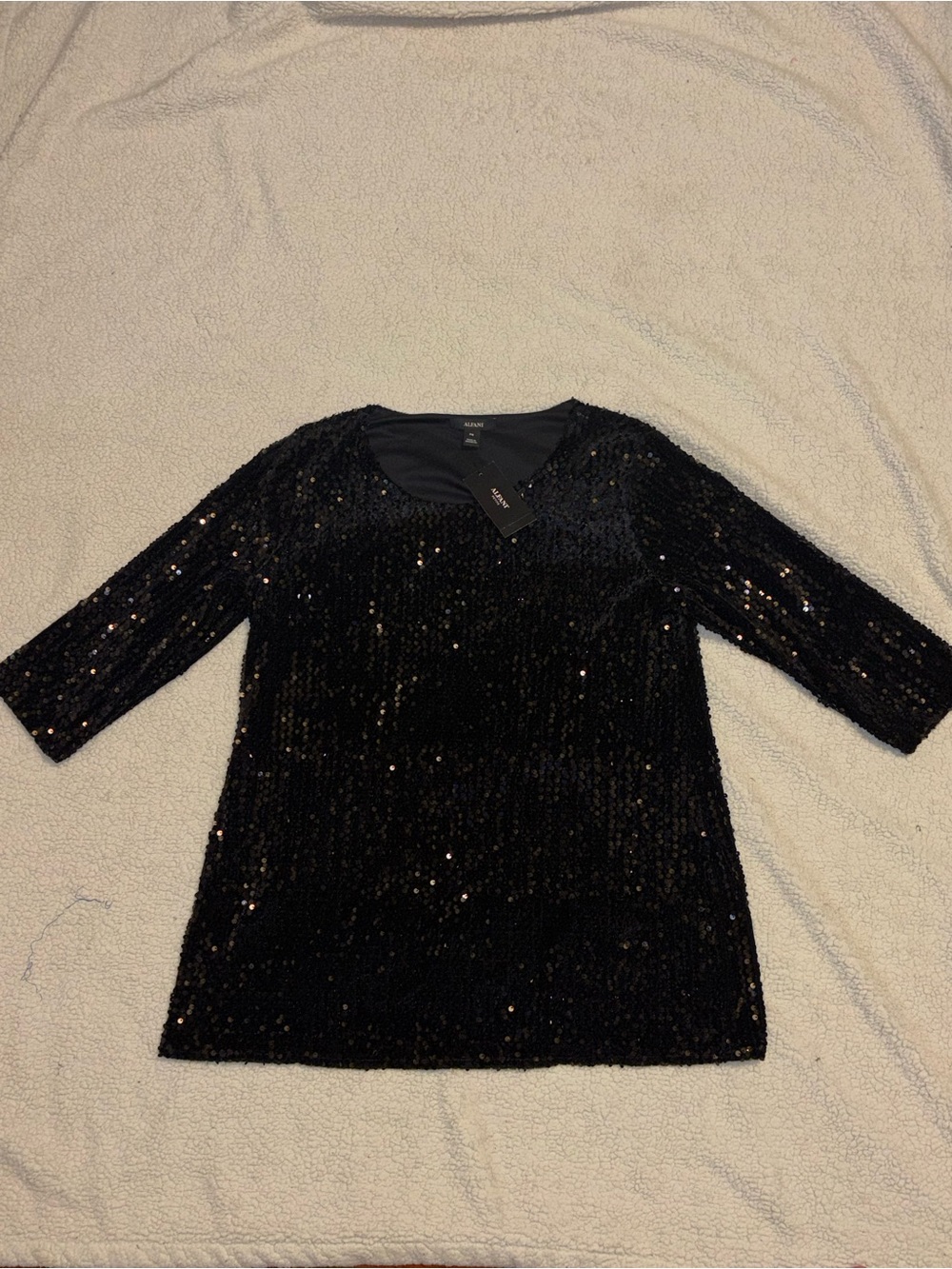 Alfani Black Sequin V-Neck Tunic Top